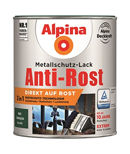 Alpina Metallschutzlack Anti-Rost Dunkelgrün 750ml matt von Alpina
