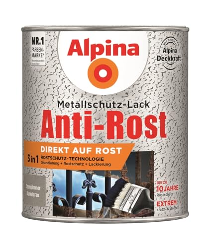 Alpina Metallschutzlack Anti-Rost Eisenglimmer Dunkelgrau 750ml von Alpina