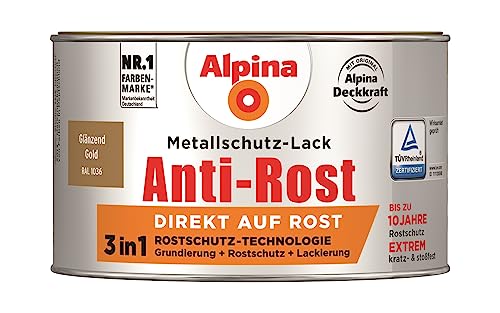 Alpina Metallschutzlack Anti-Rost Gold 300ml glänzend von Alpina