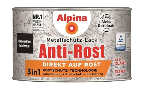 Alpina Metallschutzlack Anti-Rost Hammerschlag Dunkelbraun 300ml von Alpina