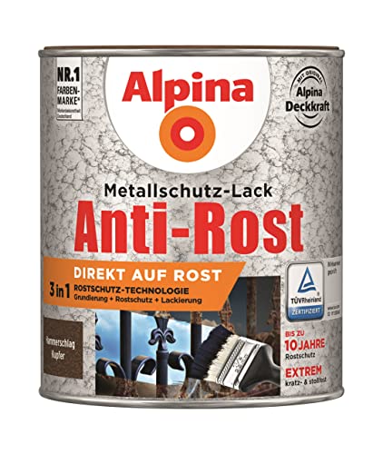 Alpina Metallschutzlack Anti-Rost Hammerschlag Kupfer 750ml von Alpina