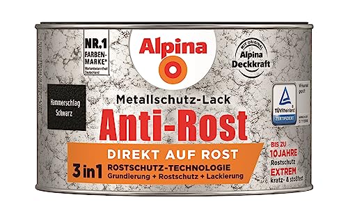 Alpina Metallschutzlack Anti-Rost Hammerschlag Schwarz 300ml von Alpina