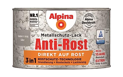 Alpina Metallschutzlack Anti-Rost Hammerschlag Silber 300ml von Alpina