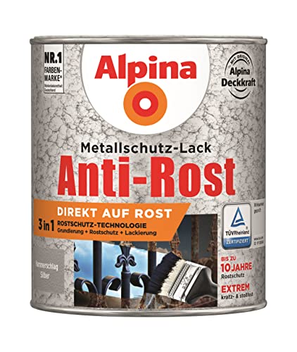 Alpina Metallschutzlack Anti-Rost Hammerschlag Silber 750ml von Alpina
