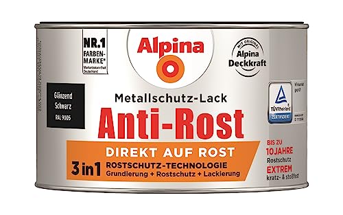 Alpina Metallschutzlack Anti-Rost Schwarz 300ml glänzend von Alpina