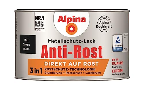 Alpina Metallschutzlack Anti-Rost Schwarz 300ml matt von Alpina