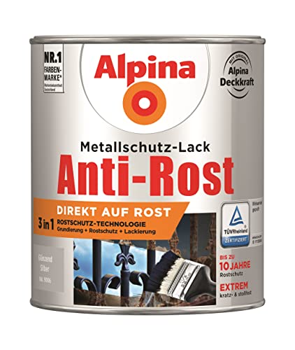 Alpina Metallschutzlack Anti-Rost Silber 750ml glänzend von Alpina