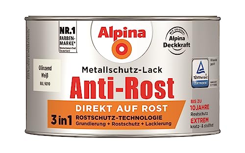Alpina Metallschutzlack Anti-Rost Weiß 300ml glänzend von Alpina