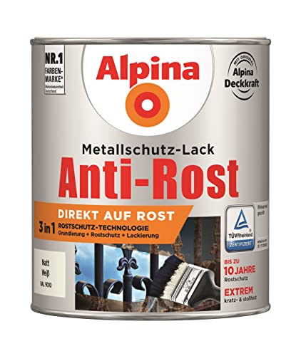 Alpina Metallschutzlack Anti-Rost Weiß 750ml matt von Alpina