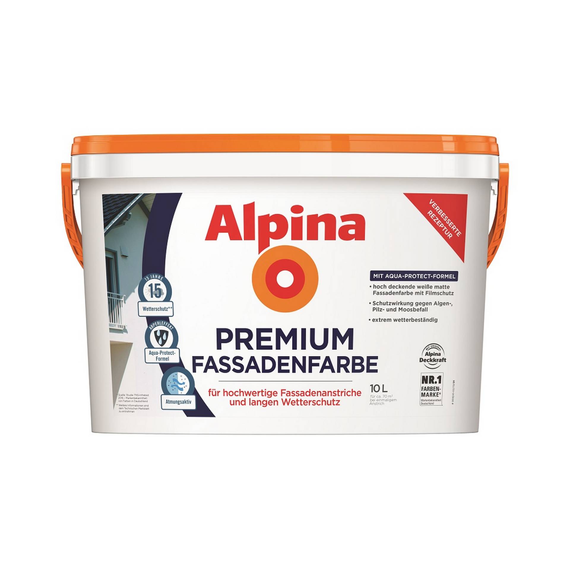 Alpina Premium-Fassadenfarbe weiß matt 10 l von Alpina