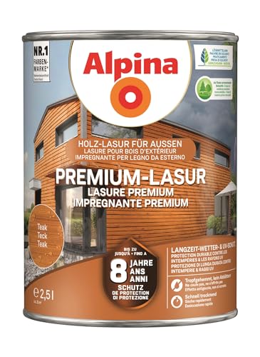 Alpina Premium-Lasur Teak 2,5 Liter seidenmatt von Alpina