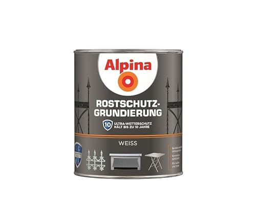 Alpina Rostschutz Grundierung – weiß – langanhaltender Schutz vor Rost und Korrosion – schnelltrocknend, geruchsarm & leicht zu verarbeiten – 750 ml von Alpina