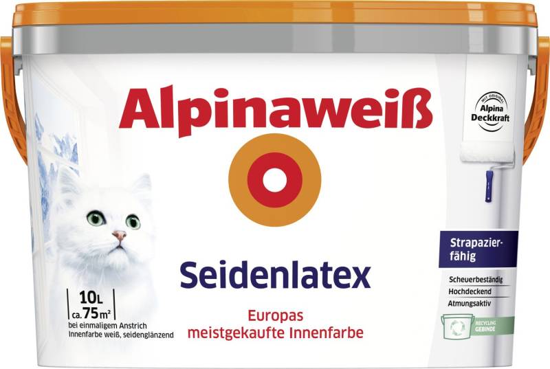 Alpina Seidenlatex Alpinaweiß 10 L seidenglänzend von Alpina