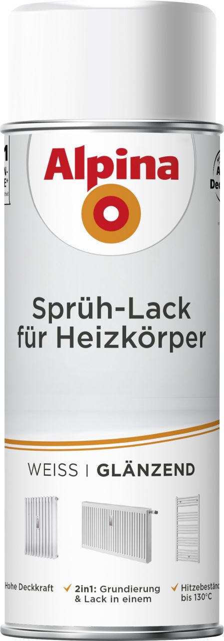 Alpina Sprühlack für Heizkörper 400 ml weiß glänzend von Alpina