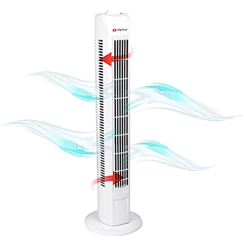 Alpina Turmventilator - 17076 Standventilator - 78cm - 45 Watt - Oszillation - 3 Stufen, Weiss von alpina