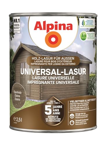 Alpina Universal-Schutz Lasur – Ebenholz – langanhaltender Schutz vor Witterung und Nässe – tropf- und spritzgehemmt – 2,5 Liter Alpina Universal-Schutz Lasur – Ebenholz – langanhaltender Schutz vor Witterung und Nässe – tropf- und spritzgehemmt – 2,5 Liter von Alpina
