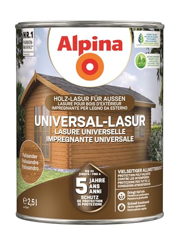 Alpina Universal-Schutz Lasur – Palisander – langanhaltender Schutz vor Witterung und Nässe – tropf- und spritzgehemmt – 2,5 Liter Alpina Universal-Schutz Lasur – Palisander – langanhaltender Schutz vor Witterung und Nässe – tropf- und spritzgehemmt – 2,5 Liter von Alpina