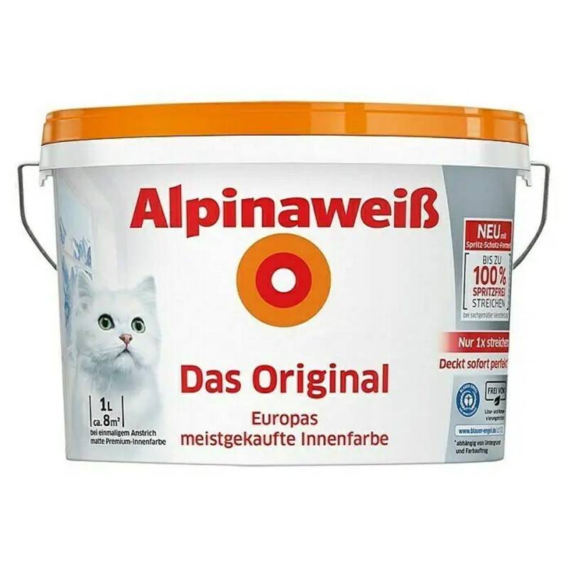 Alpina Wand- und Deckenfarbe ALPINAWEIß Alpina weiß matt 1 Liter von Alpina