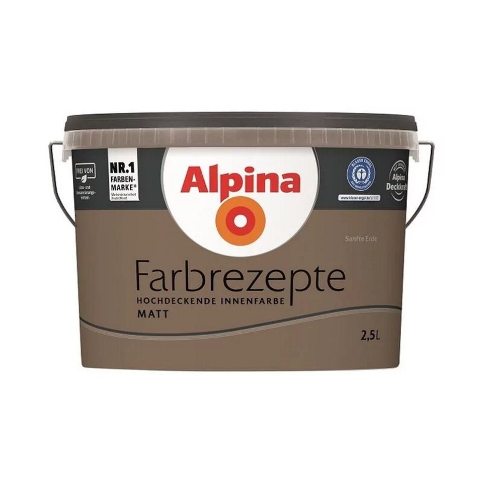 Alpina Wand- und Deckenfarbe Farbrezepte 2,5 Liter Sanfte Erde Warmes Erdbraun von Alpina