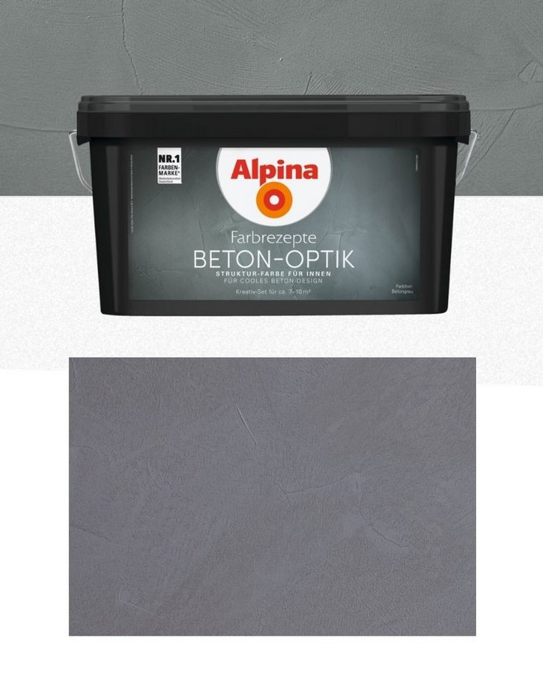 Alpina Wandfarbe Farbrezepte Beton-Optik Komplett-Set von Alpina