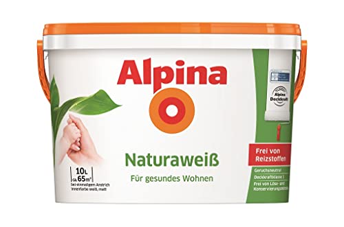 Alpina NaturaWeiss, Wandfarbe weiß matt 10 L., für Allergiker geeignet von Alpina