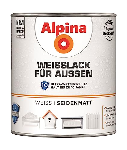 Alpina Weißlack für Außen 750ml seidenmatt von Alpina