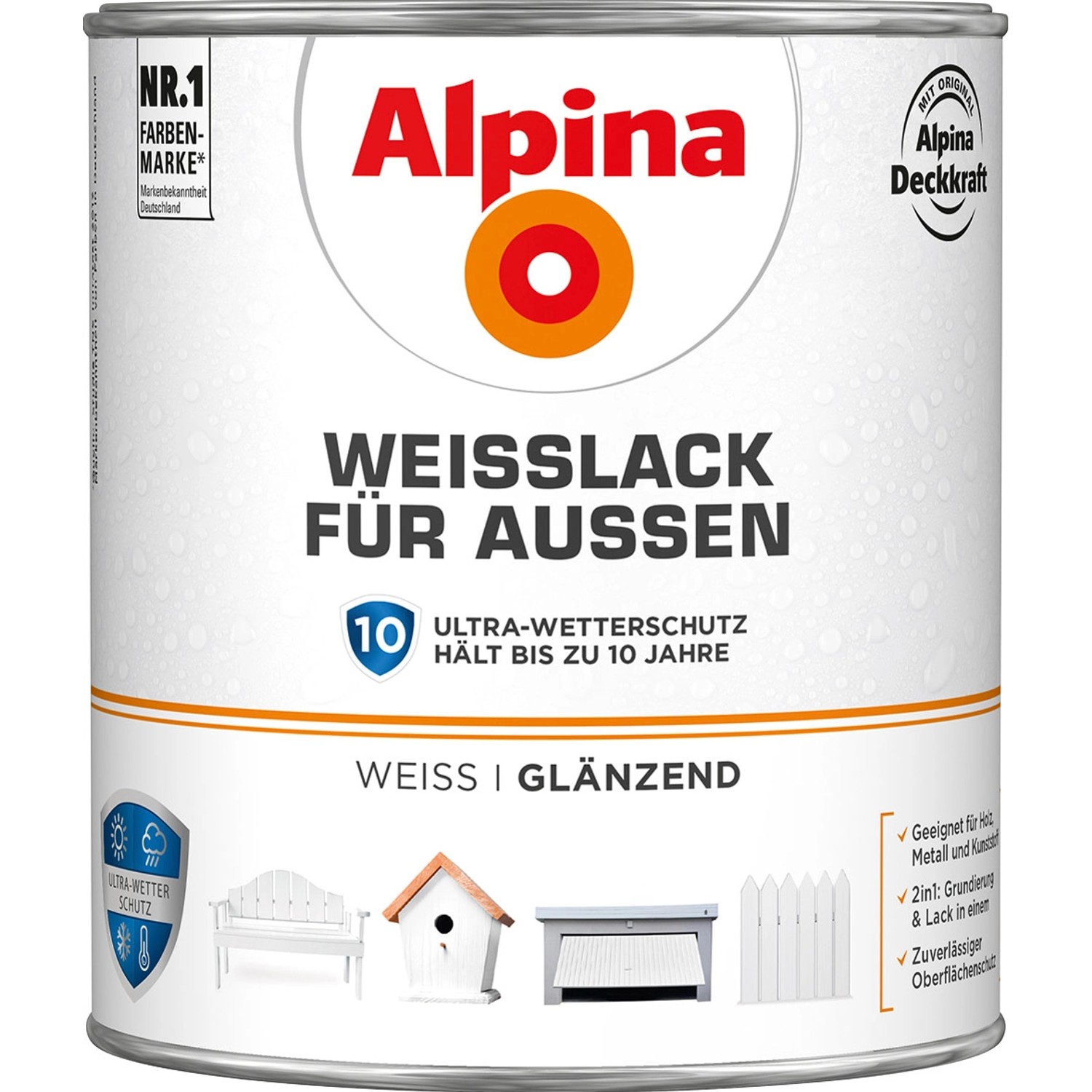 Alpina Weißlack für Außen glänzend 2 Liter von Alpina