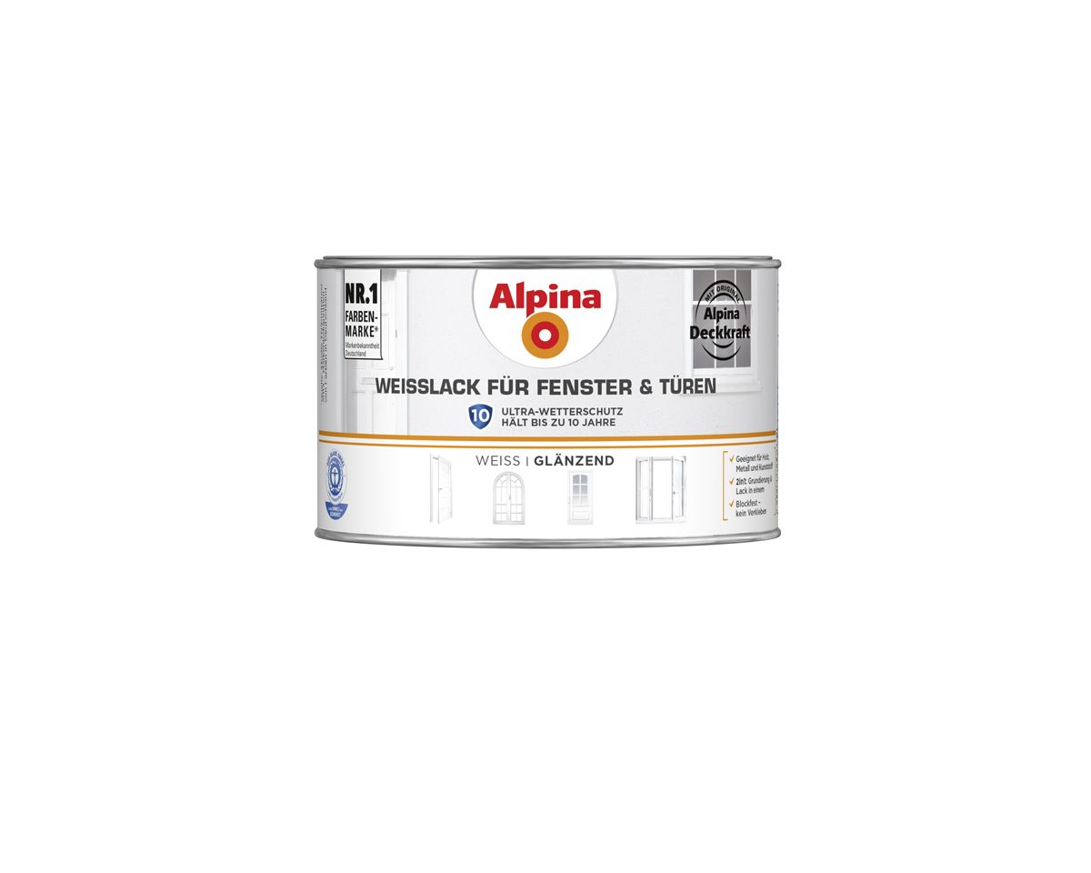 Alpina Weißlack für Fenster & Türen 300 ml weiß glänzend von Alpina