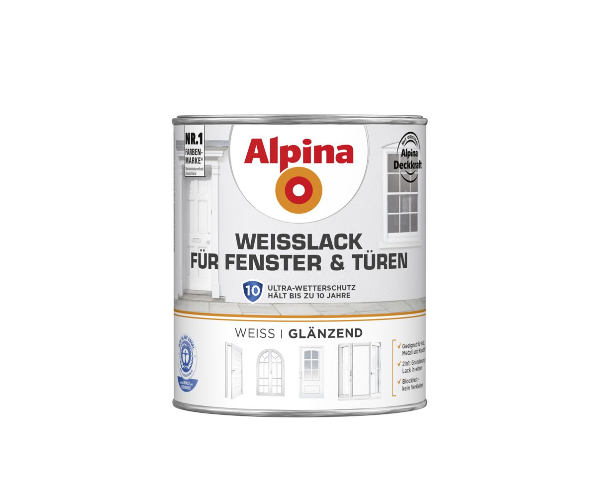 Alpina Weißlack für Fenster & Türen 750 ml weiß glänzend von Alpina