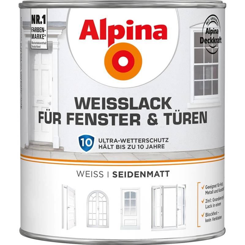 Alpina Weißlack für Fenster & Türen seidenmatt 2 Liter Alpina Weißlack für Fenster & Türen seidenmatt 2 Liter von Alpina