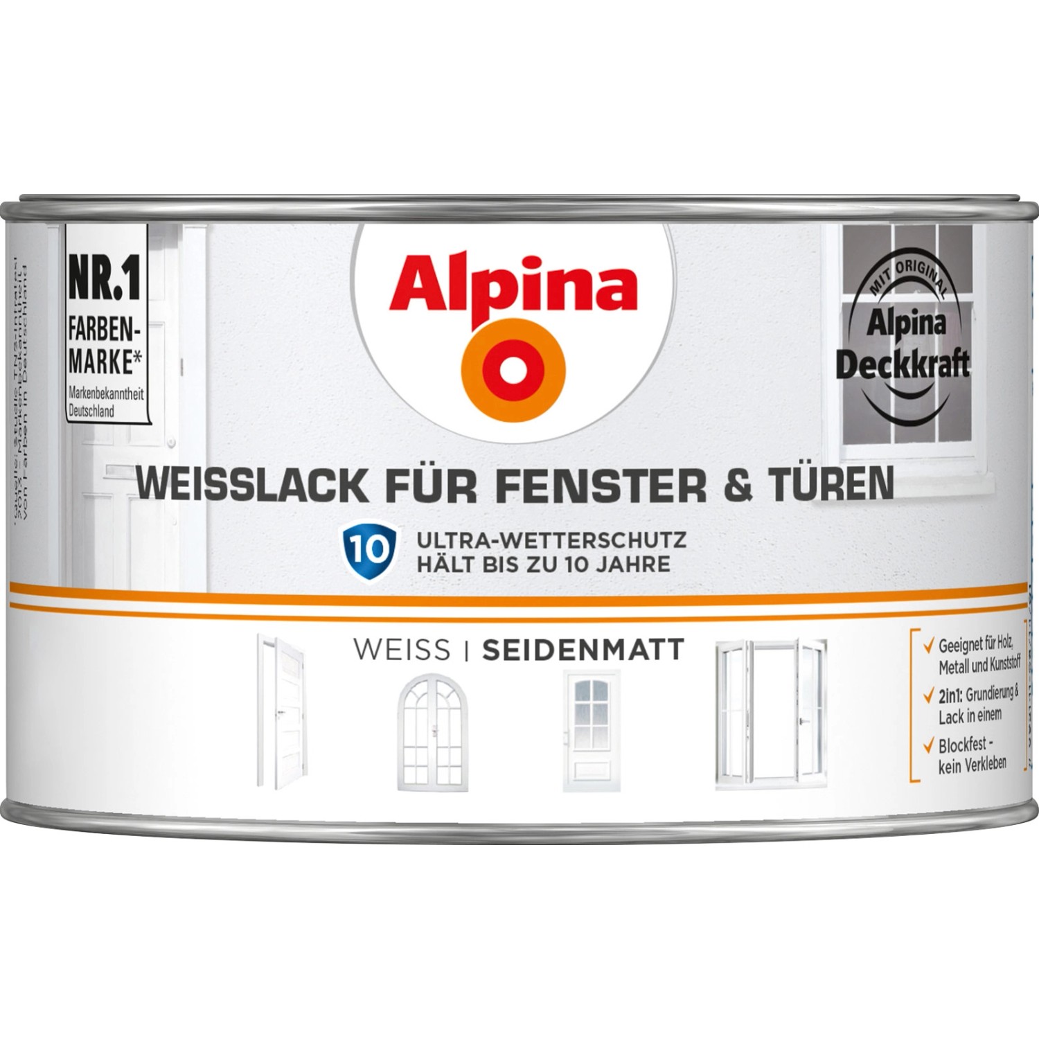 Alpina Weißlack für Fenster & Türen seidenmatt 300 ml von Alpina