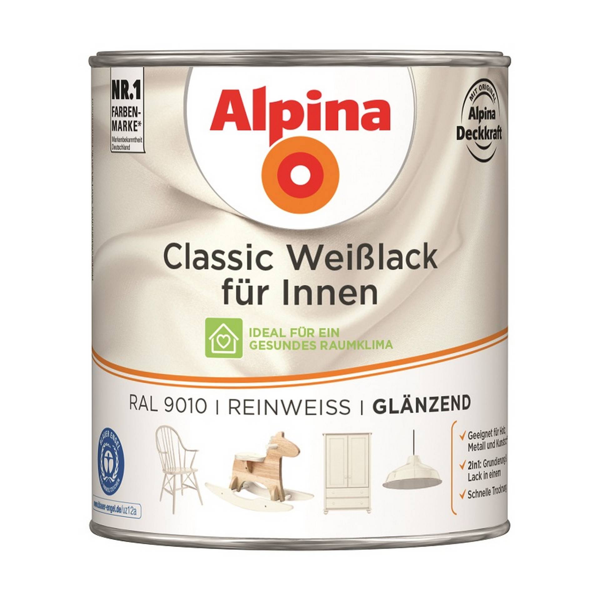 Alpina Weißlack für Innen reinweiß glänzend 750 ml von Alpina