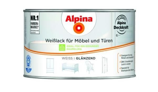 Alpina Weißlack für Möbel und Türen 300 ml weiß glänzend von Alpina