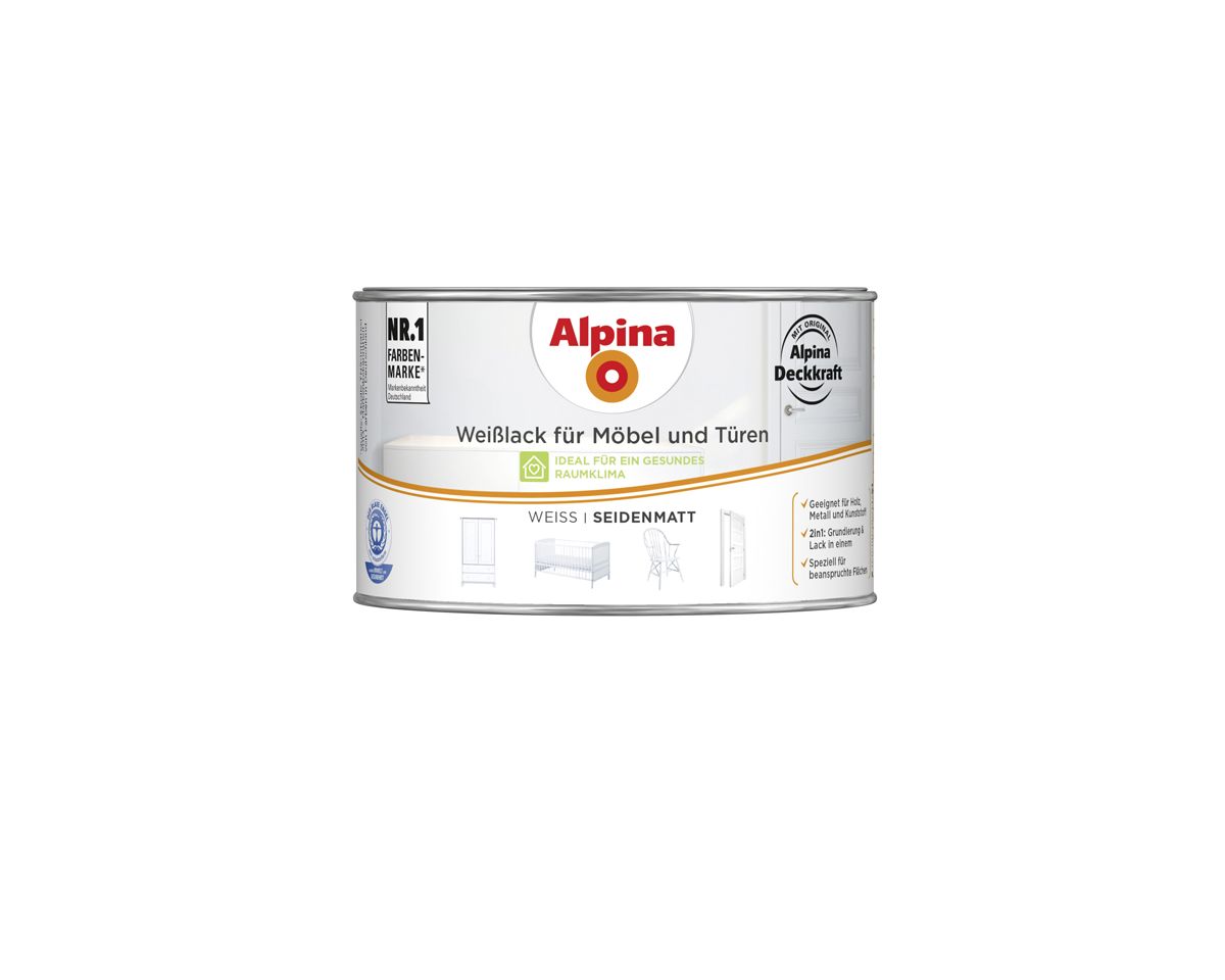 Alpina Weißlack für Möbel und Türen 300 ml weiß seidenmatt von Alpina