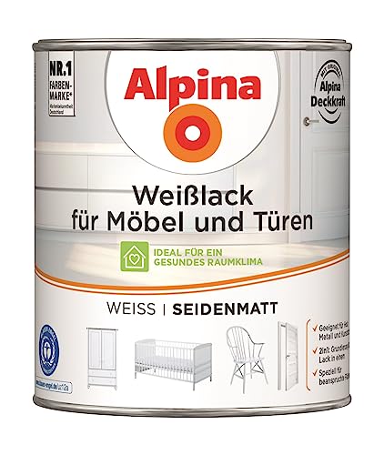 Alpina Weißlack für Möbel und Türen 750ml seidenmatt von Alpina