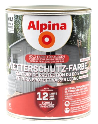 Alpina Holz-Wetterschutz-Farben – Azurblau, deckend – bis zu 12 Jahre Schutz vor Witterung und Nässe – schmutzabweisend, deckend & ergiebig – 750 ml von Alpina