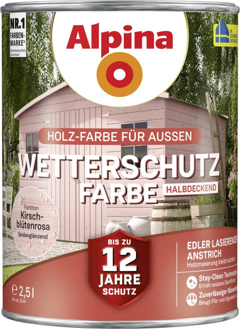 Alpina Wetterschutzfarbe 2,5 L kirschblütenrosa von Alpina