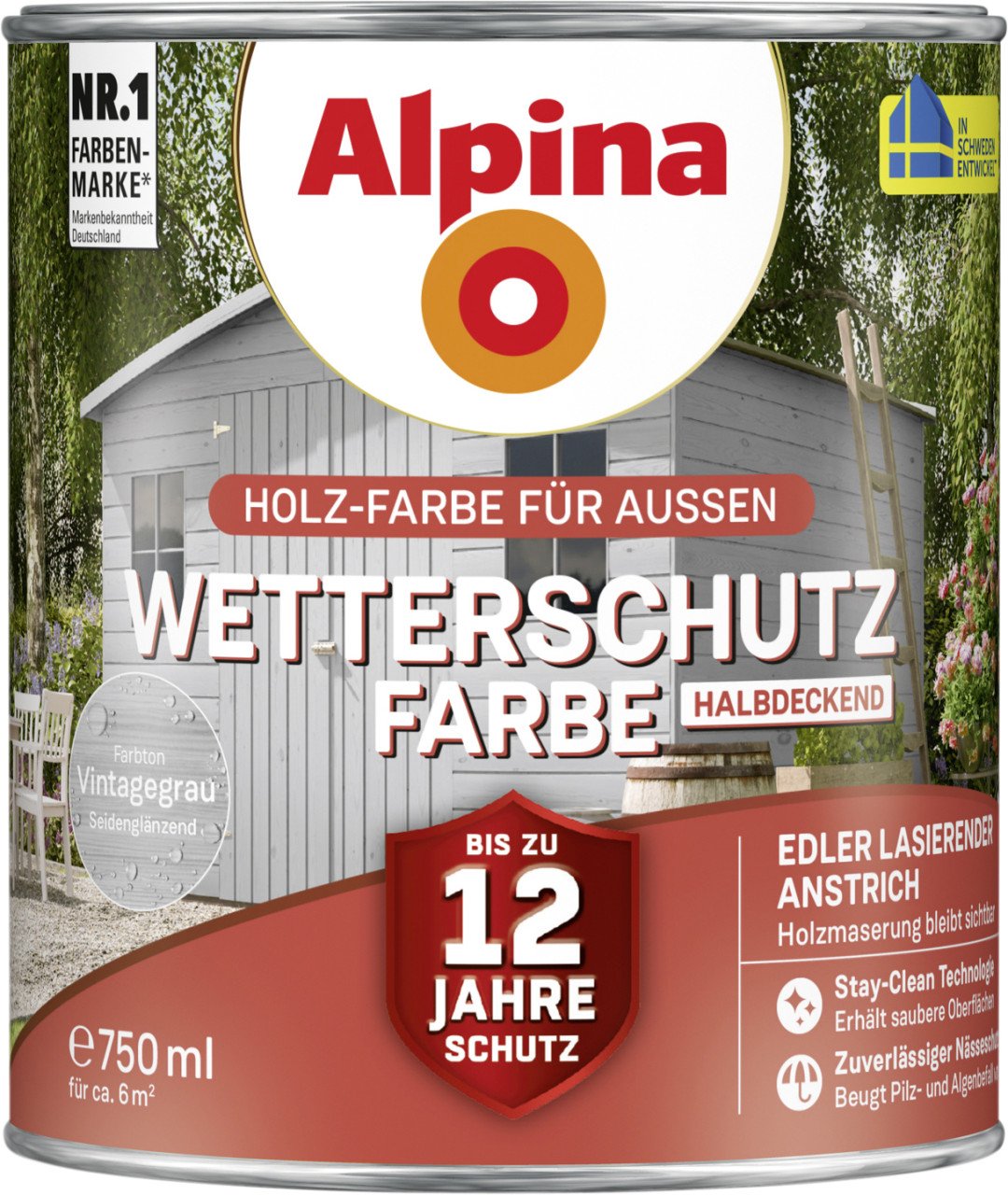Alpina Wetterschutzfarbe halbdeckend 0,75 L vintagegrau Alpina Wetterschutzfarbe halbdeckend 0,75 L vintagegrau von Alpina