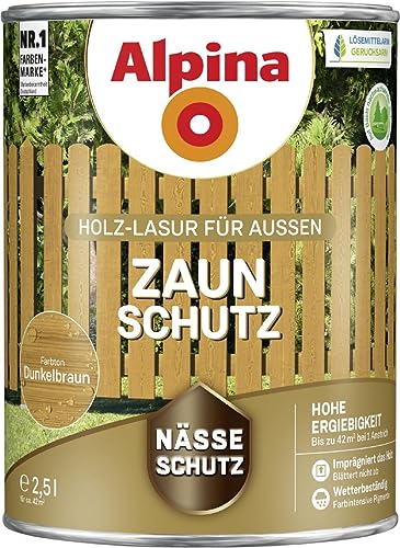Alpina Zaun-Schutz Dunkelbraun 2,5 Liter Holz-Lasur für Außen von Alpina