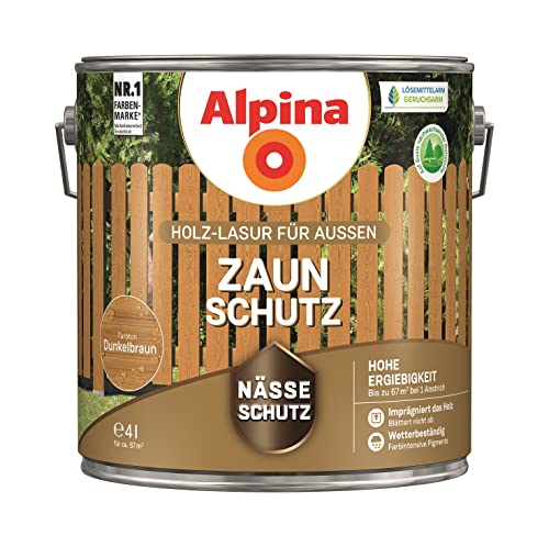 Alpina Zaun-Schutz Dunkelbraun 4 Liter Holz-Lasur für Außen von Alpina