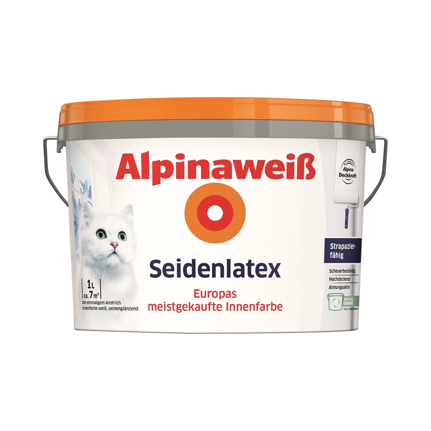 Alpinaweiß Seidenlatex 1 Liter seidenglänzend von Alpina