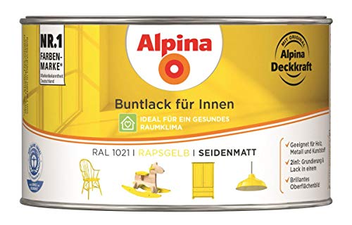 Buntlack für Innen - RAL1021-300ml Rapsgelb - seidenmatt von Alpina