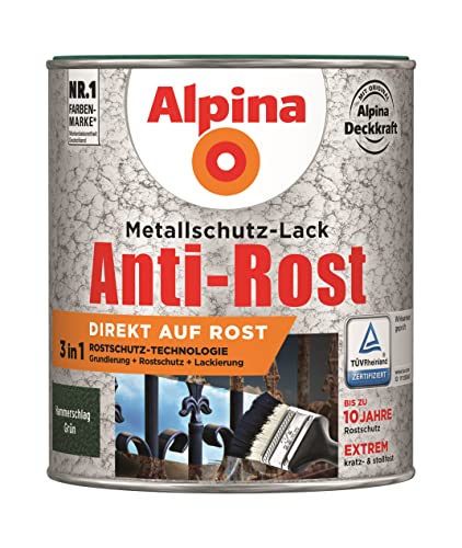 Alpina Metallschutzlack Anti-Rost Hammerschlag Grün 750ml von Alpina