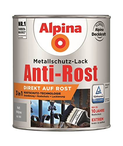 Alpina Metallschutzlack Anti-Rost Hellgrau 750ml matt von Alpina