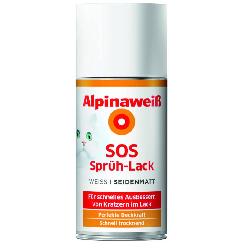 SOS-Sprühlack 'Alpinaweiß' seidenmatt 150 ml von Alpina