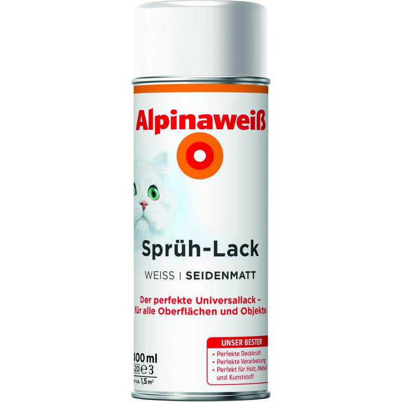 Sprühlack 'Alpinaweiß' seidenmatt 400 ml von Alpina