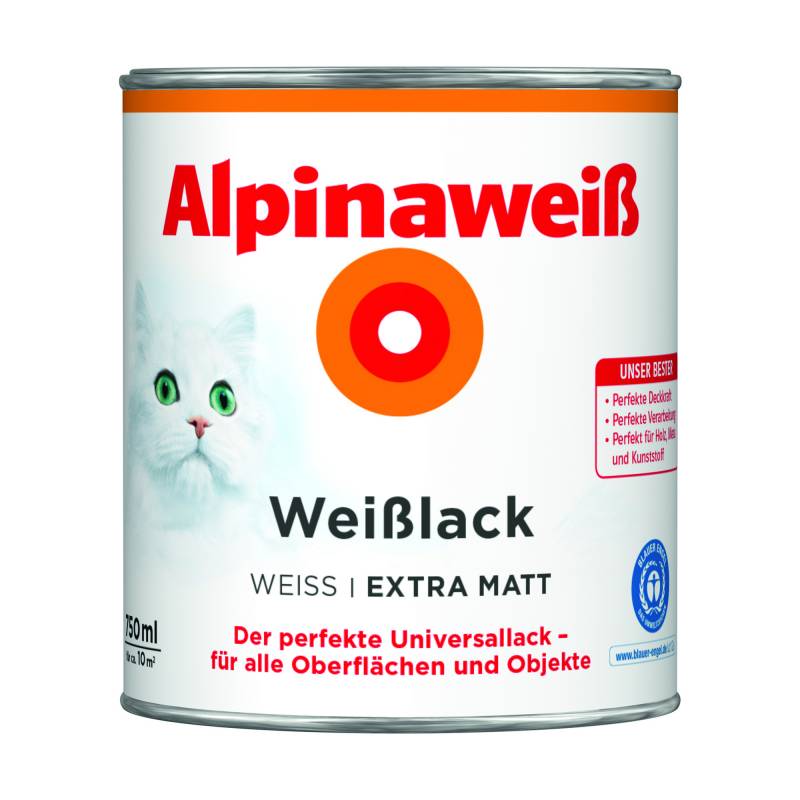 Weißlack 'Alpinaweiß' extramatt 750 ml von Alpina