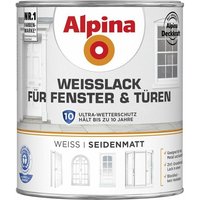 Weisslack für Fenster & Türen weiss seidenmatt 750 ml Innen Außen - Alpina von Alpina