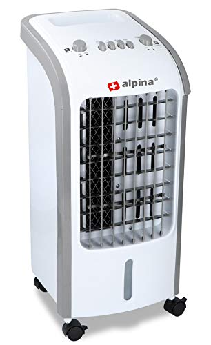 Alpina Air Cooler - Luftkühler - Luftbefeuchter - mit 2 Kühlelemente - 3 Lüftungsmodi - bis zu 270m3 - Weiß, 62 WATT von alpina