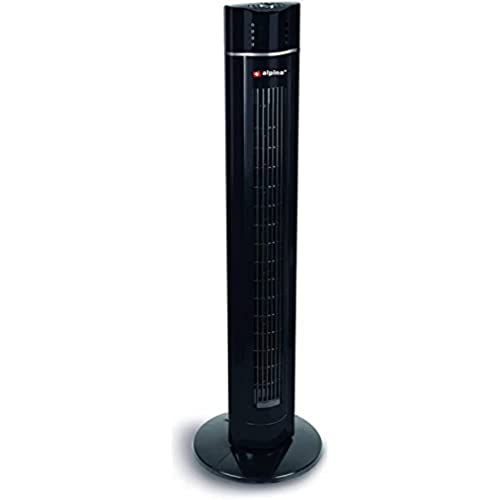 alpina Oszillierender Turmventilator mit Fernbedienung Fernsteuerung - Säulenventilator Türmlüfter - 106,8 cm Standventilator - schwenkend - Ventilator mit 3 Geschwindigkeiten und Timer - Schwarz von alpina